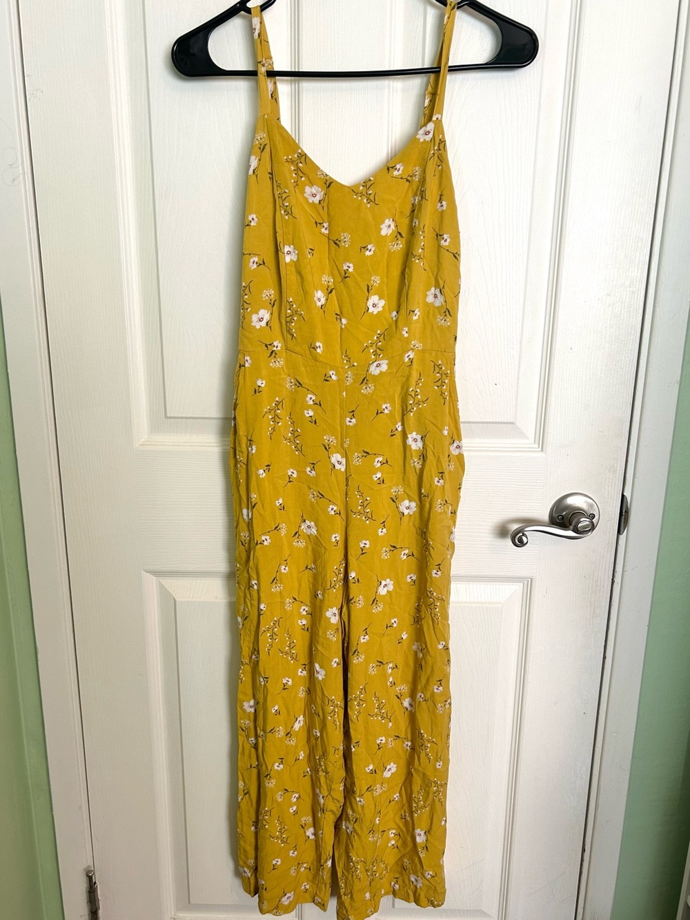 Yellow Floral Spaghetti-Strap Jumpsuit